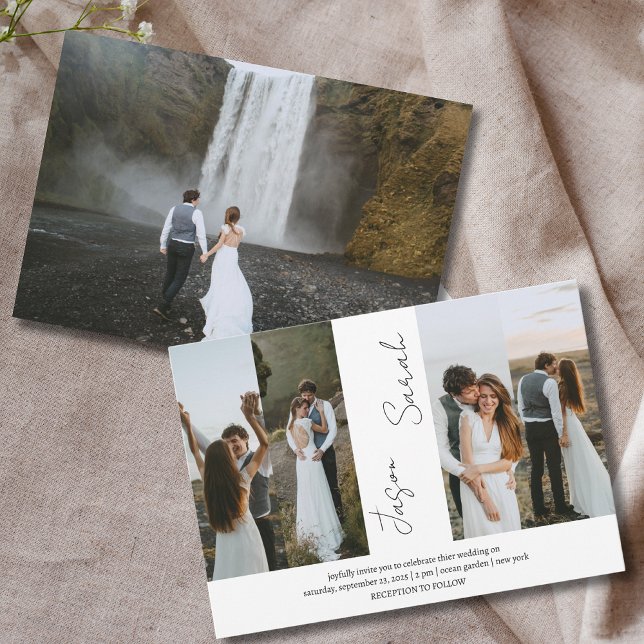 Elegante Moderne Elegante 5 Fotos Hochzeit Einladung (Von Creator hochgeladen)