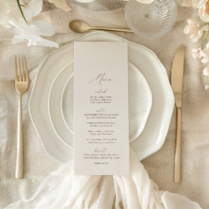 Elegante moderne Elfenbein-Kalligrafie-Hochzeit Menükarte