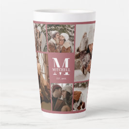 Elegante Moderne Familienfoto Collage Mit Monogram Milchtasse
