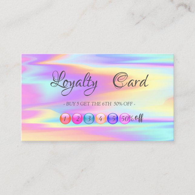 Elegante moderne, farbenfrohe Holographic Loyalty  Treuekarte (Vorderseite)