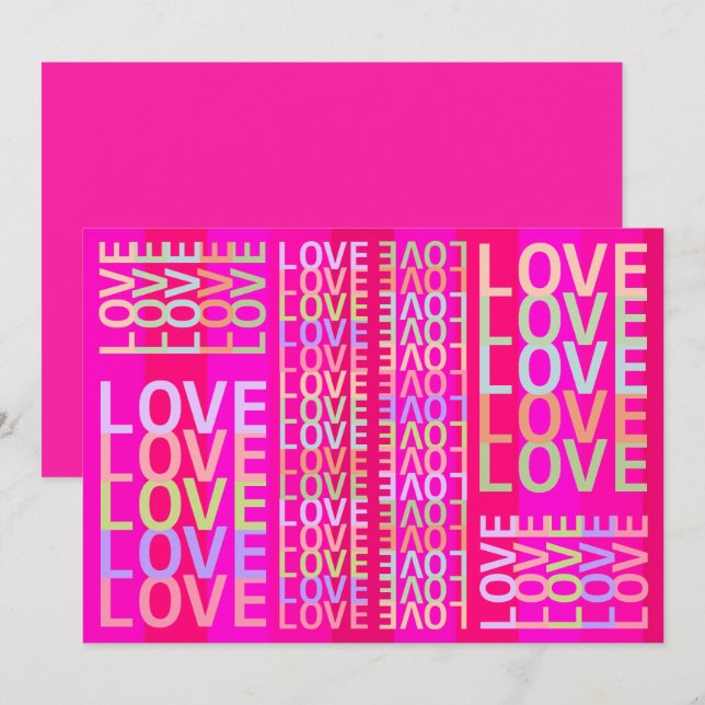 Elegante, moderne, farbenfrohe "LIEBE" Typografie  Karte (Vorne/Hinten)