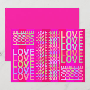 Elegante, moderne, farbenfrohe "LIEBE" Typografie  Karte
