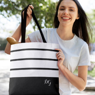 Elegante, moderne, fette Streifen Monogramm-Initia Tasche