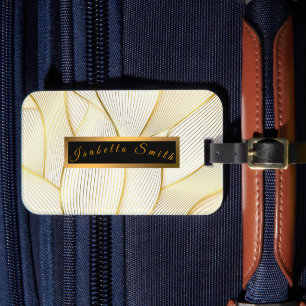 Elegante, moderne Floral Gold White Line Kollektio Gepäckanhänger