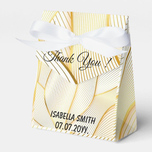 Elegante, moderne Floral Gold White Line Kollektio Geschenkschachtel (Vorderseite)