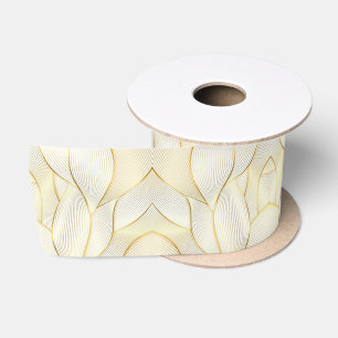 Elegante, moderne Floral Gold White Line Kollektio Satinband