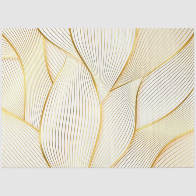 Elegante, moderne Floral Gold White Line Kollektio Seidenpapier (Vorderseite)