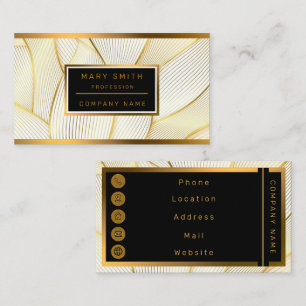 Elegante, moderne Floral Gold White Line Kollektio Visitenkarte