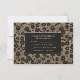 Elegante moderne florale RSVP-Karte braun schwarz RSVP Karte