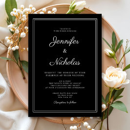 Elegante moderne formale Schwarze Schrift Hochzeit Einladung