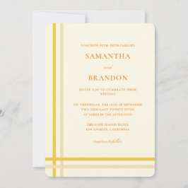 Elegante moderne formelle Schrift Buttergelbe Hoch Einladung