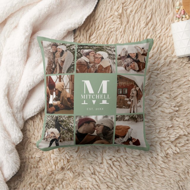Elegante Moderne Foto Collage Sage Housewarming Kissen (Decke)