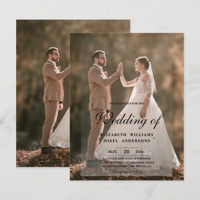 Elegante Moderne Foto Front & Back Wedding Einladung (Vorne/Hinten)