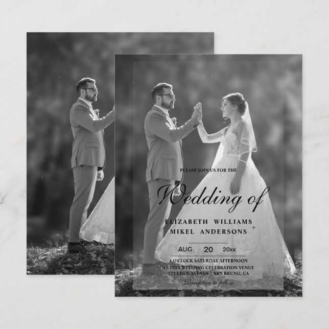 Elegante Moderne Foto Front & Back Wedding Einladung (Vorne/Hinten)