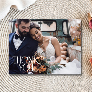 Elegante moderne Foto-Hochzeit Danke Postkarte