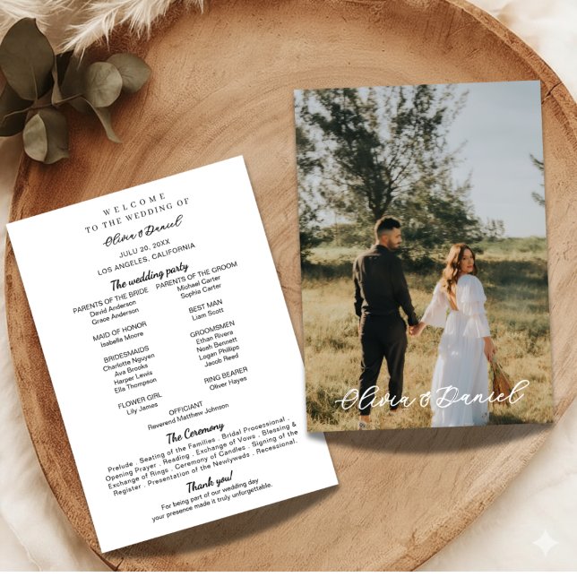 Elegante moderne Foto-Hochzeitsprogramm-Vorlage Programm (Von Creator hochgeladen)