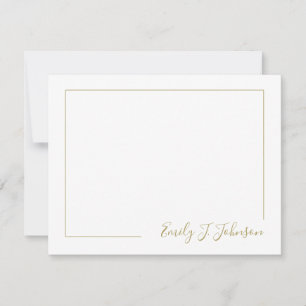 Elegante moderne Frame Gold White Flat Note Card Mitteilungskarte