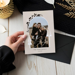 Elegante Moderne Freude Foto Evergreen Christmas T Feiertagskarte