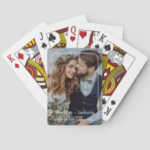 elegante moderne frischvermählte Foto-Hochzeitsges Spielkarten
