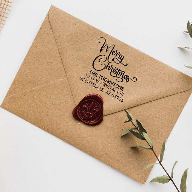 Elegante Moderne frohe Weihnachtsfamilie Permastempel (Von Creator hochgeladen)