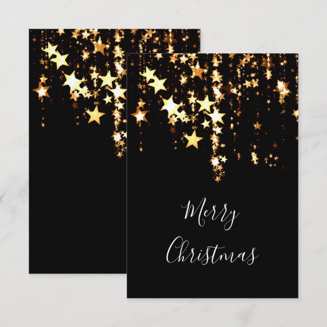 elegante moderne frohe Weihnachtsgolden-Sterne Einladung (Vorne/Hinten)