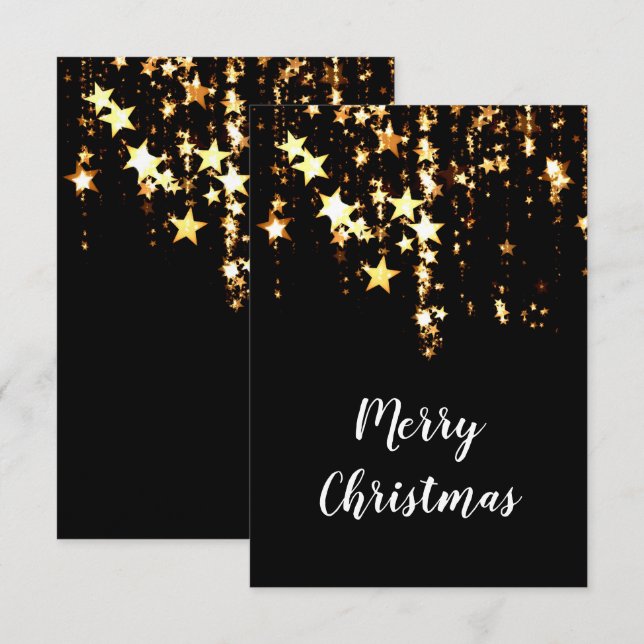 elegante moderne frohe Weihnachtsgolden-Sterne Einladung (Vorne/Hinten)