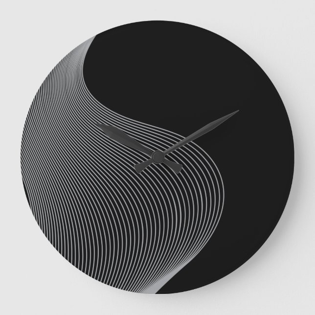 Elegante, moderne, futuristische Wave Abstraktion Große Wanduhr (Vorderseite)
