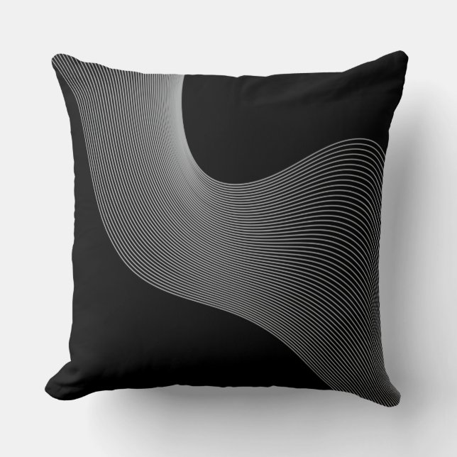 Elegante, moderne, futuristische Wave Abstraktion Kissen (Vorderseite)