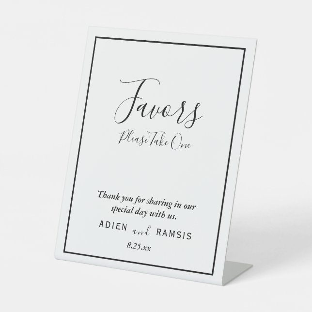 Elegante Moderne Gastgeschenke Hochzeiten Untersch Sockelschild (Vorderseite)