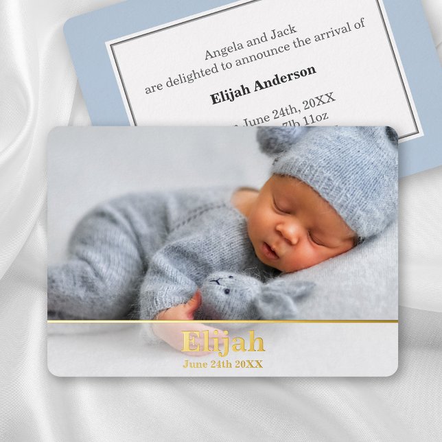 Elegante moderne Geburtsankündigung - Baby Boy Folieneinladung (Von Creator hochgeladen)