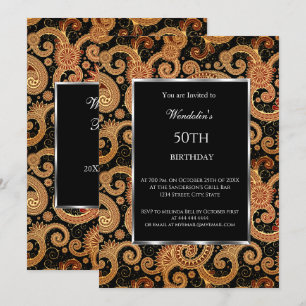 Elegante Moderne Geburtstagsparty Paisley Einladun Einladung