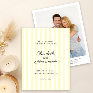 Elegante moderne gelbe Streifen-Foto-Hochzeit Save The Date