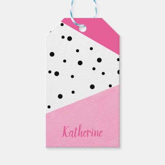 Elegante moderne geometrisch rosa Ledernuancen Geschenkanhänger (Vorderseite)