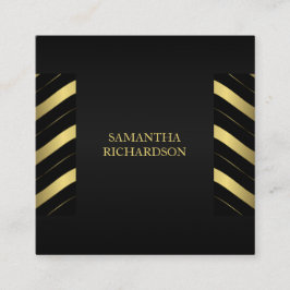 Elegante moderne, geometrische Schwarz-Gold Streif Quadratische Visitenkarte
