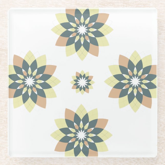 Elegante moderne geometrische Sternenbursts Glasuntersetzer (Vorderseite)