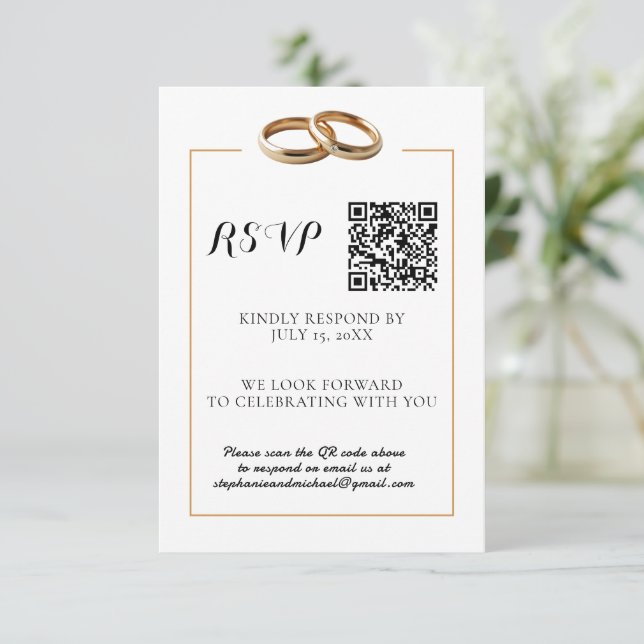 Elegante moderne Gerahmte Wwdding Bands Response C RSVP Karte (Stehend Vorderseite)