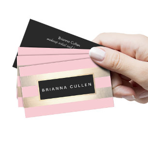 Elegante moderne gestreifte IMITATE Gold Foil und Visitenkarte