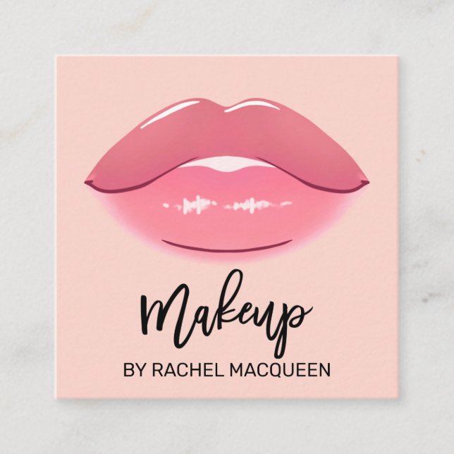 Elegante Moderne Girly Pink Lipno Quadratische Visitenkarte (Vorderseite)