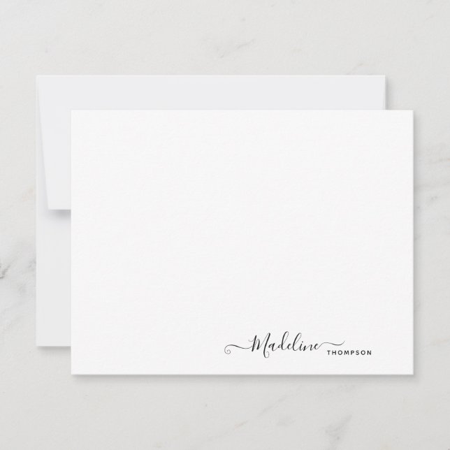 Elegante moderne Girly Script Black Note Card Mitteilungskarte (Vorderseite)