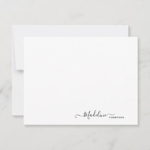 Elegante moderne Girly Script Black Note Card Mitteilungskarte