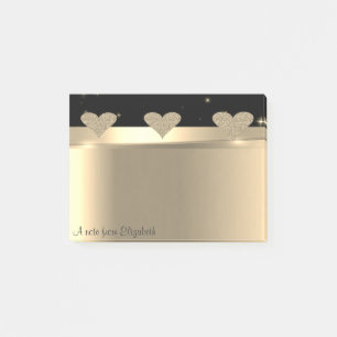 Elegante moderne Glitterie Goldene Herzen - Person Post-it Klebezettel