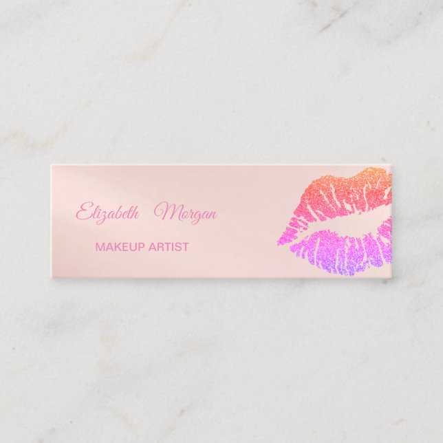 Elegante Moderne Glitzer Lippen auf der Leventina Mini Visitenkarte (Vorderseite)