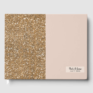 Elegante Moderne Glitzer Rose Goldenes Blush Glam  Gästebuch