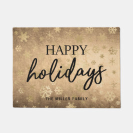 Elegante moderne Gold & Black Happy Holidays Fußmatte