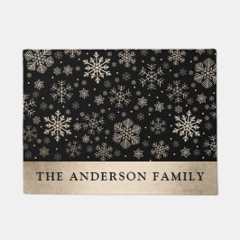 Elegante Moderne Gold & Black Snowflakes Fußmatte