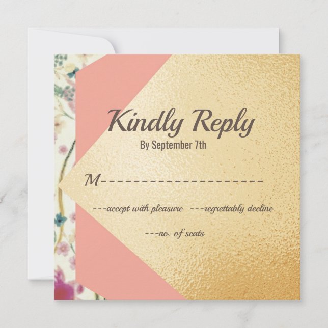 Elegante moderne Gold Brush Wedding RSVP Card (Vorderseite)