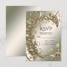 Elegante moderne Gold Decorative RSVP Card Karte