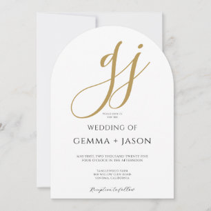 Elegante Moderne Gold Monogram Wedding Einladung