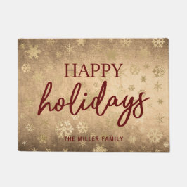 Elegante Moderne Gold & Red Happy Holidays Fußmatte