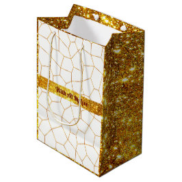 Elegante, moderne Gold Weißharte Glaskollektion Mittlere Geschenktüte